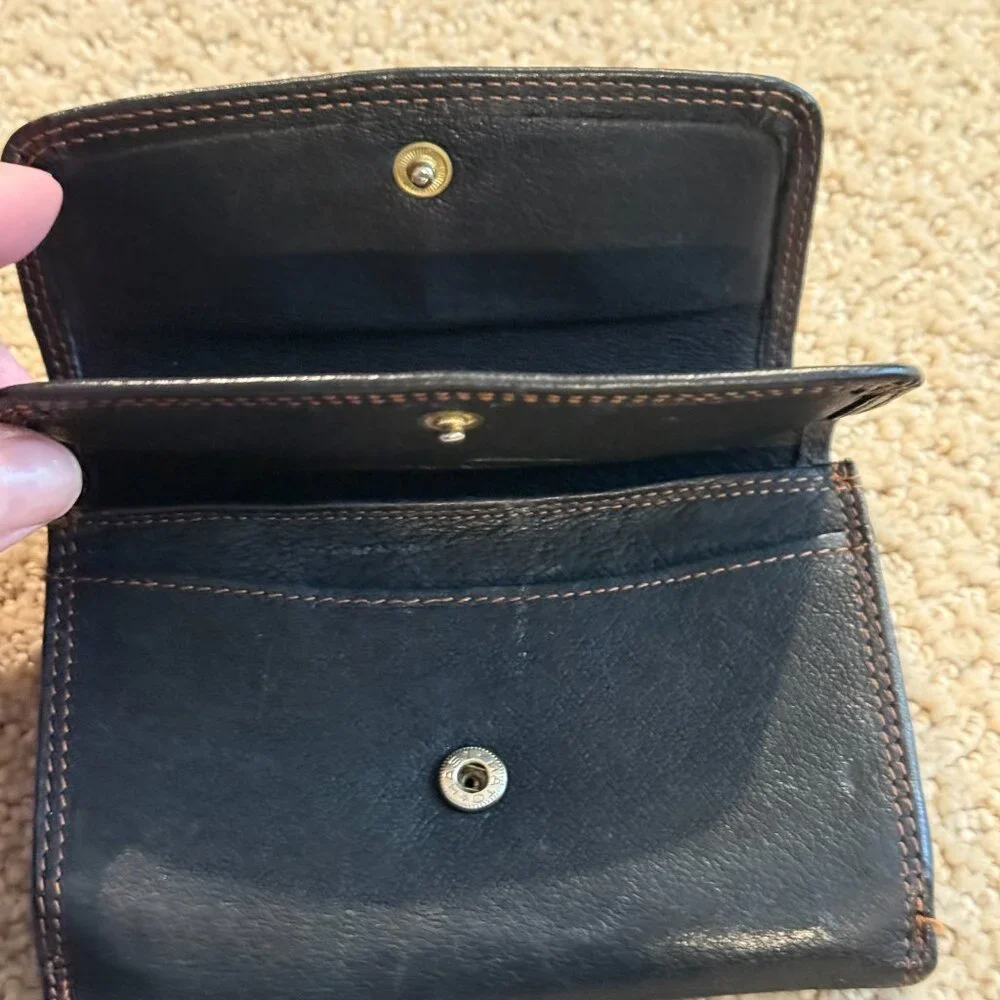 Lloyd Baker Women's Leather Wallet Multi Fold Black 2 Flaps and Zip Coin Pocket